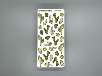 Cactus Themed Prickly Cacti Color Sticker Sheet