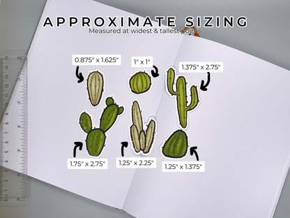 Cactus Themed Prickly Cacti Sticker Flakes Die Cut Set