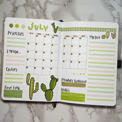 Cactus Themed Prickly Cacti Sticker Flakes Die Cut Set