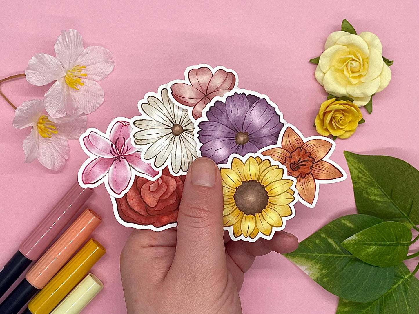 Flower Themed Spring Flowers Sticker Flakes Die Cut Set