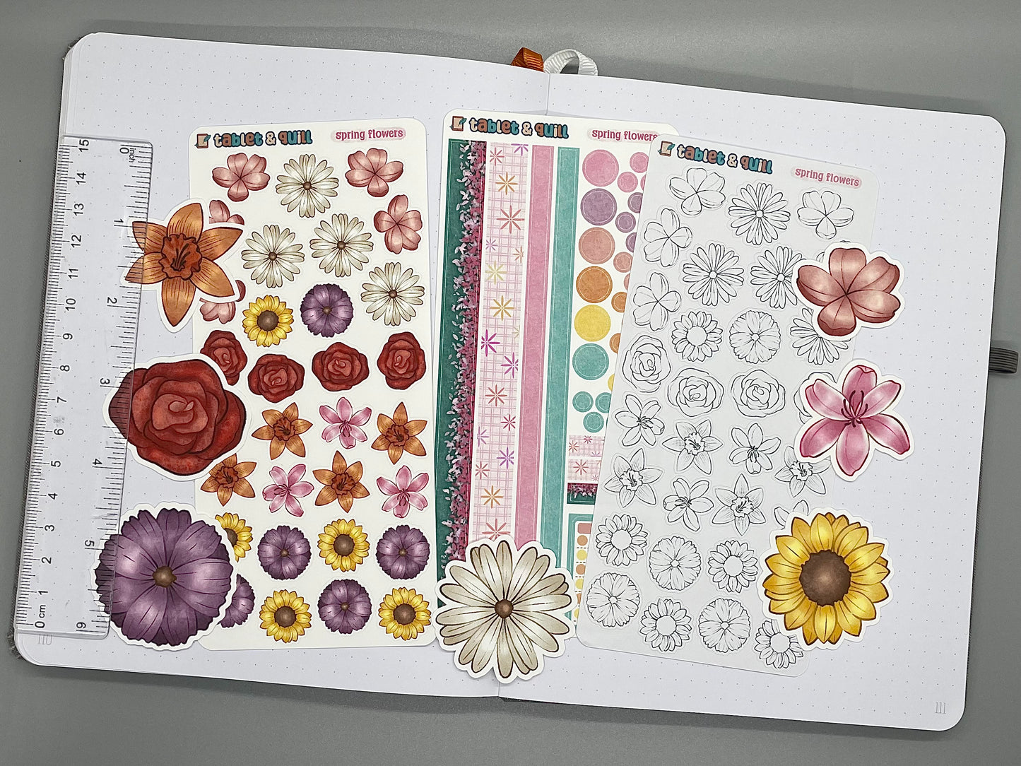 Flower Themed Spring Flowers Sticker Flakes Die Cut Set