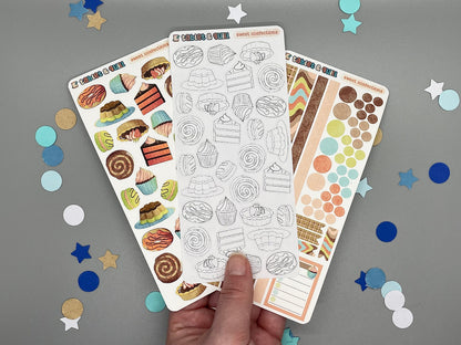 Desserts Themed Sweet Confections DIY Color Black & White Sticker Sheet
