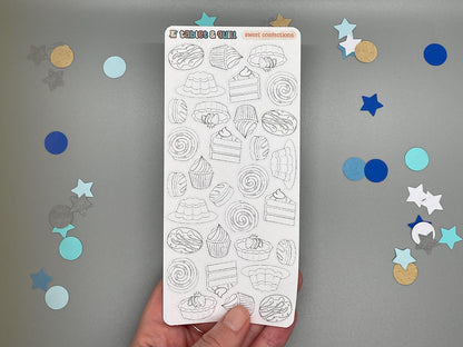 Desserts Themed Sweet Confections DIY Color Black & White Sticker Sheet
