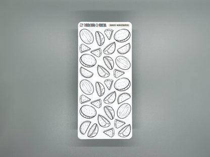 Watermelon Themed Sweet Watermelon DIY Color Black & White Sticker Sheet