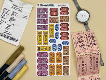 Ticket Themed Ticket Booth Color Sticker Sheet