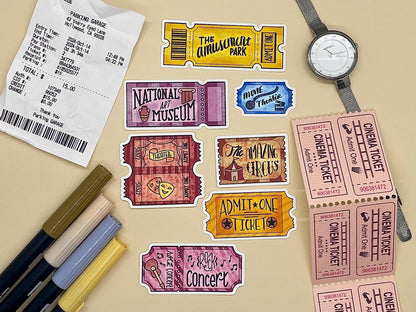 Ticket Themed Ticket Booth Sticker Flakes Die Cut Set