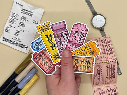 Ticket Themed Ticket Booth Sticker Flakes Die Cut Set