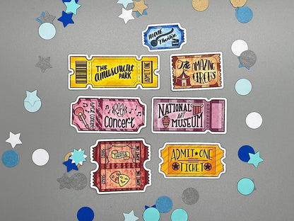 Ticket Themed Ticket Booth Sticker Flakes Die Cut Set
