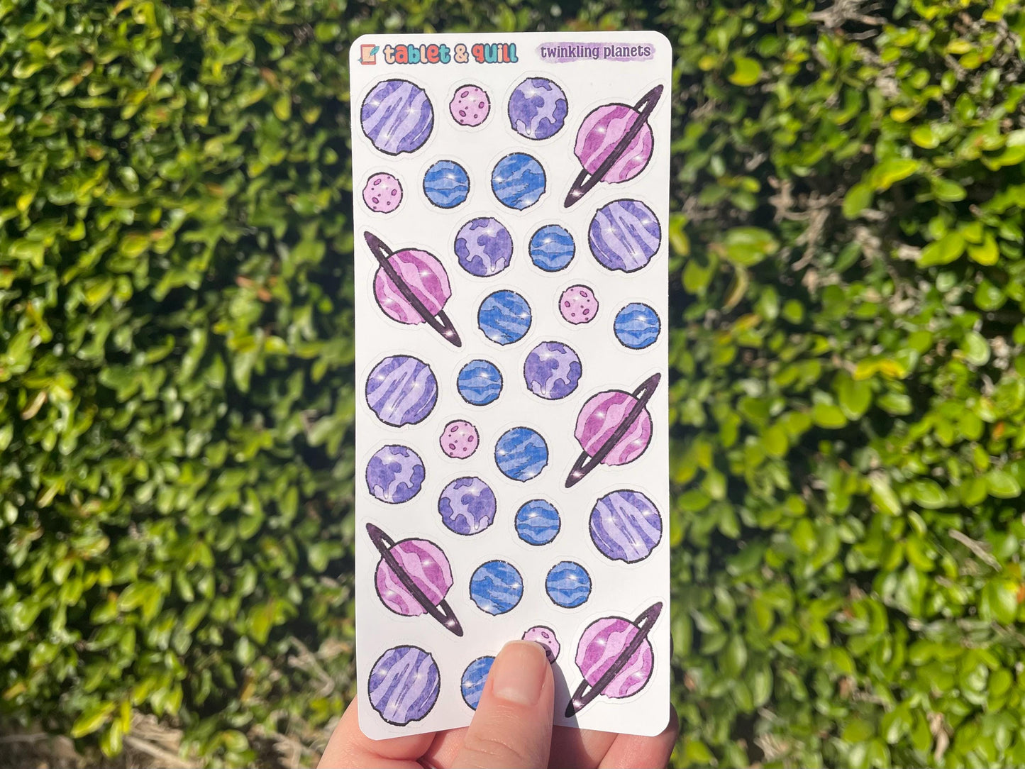 Space Themed Twinkling Planets Color Sticker Sheet