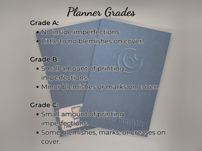 List of planner grades and what defects each grade has.