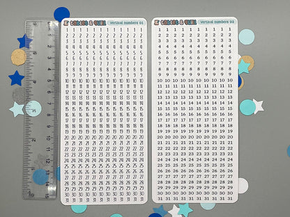 Vertical Numbers Stickers Sheet