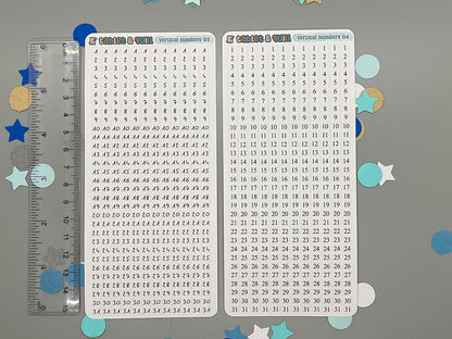 Vertical Numbers Stickers Sheet