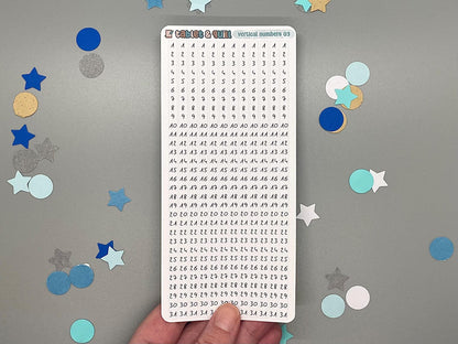 Vertical Numbers Stickers Sheet