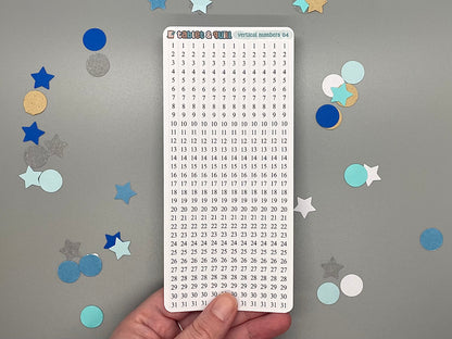 Vertical Numbers Stickers Sheet