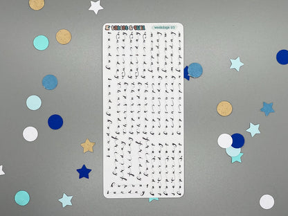 Sticker sheet of weekdays lettering in a script style. Named weekdays 03.