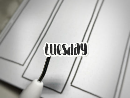 Closeup of weekdays sticker style 04 in a unicase style.