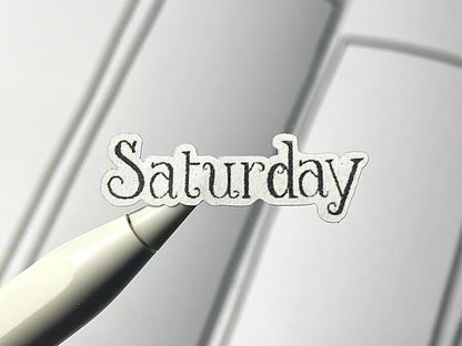 Closeup of weekdays sticker style 05 in a serif style.