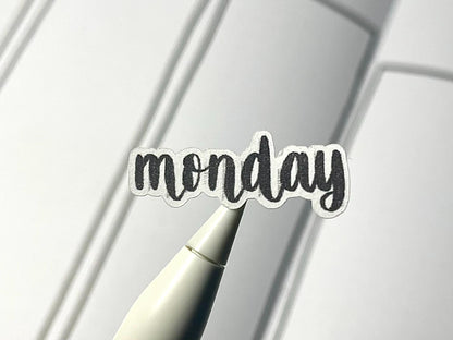 Closeup of weekdays sticker style 06 in a script style.
