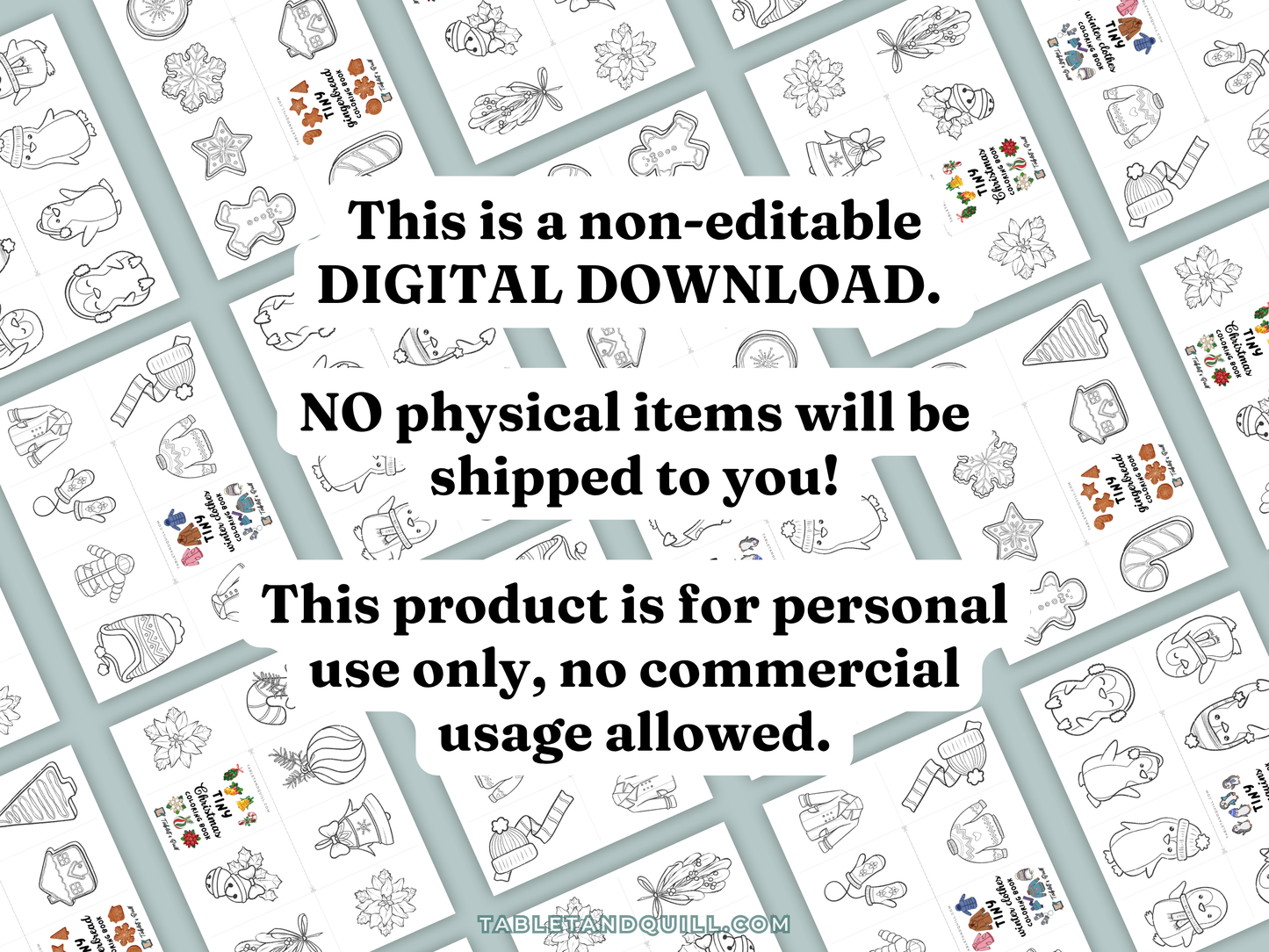 Patterned background with text indicating a digital download and usage restrictions.