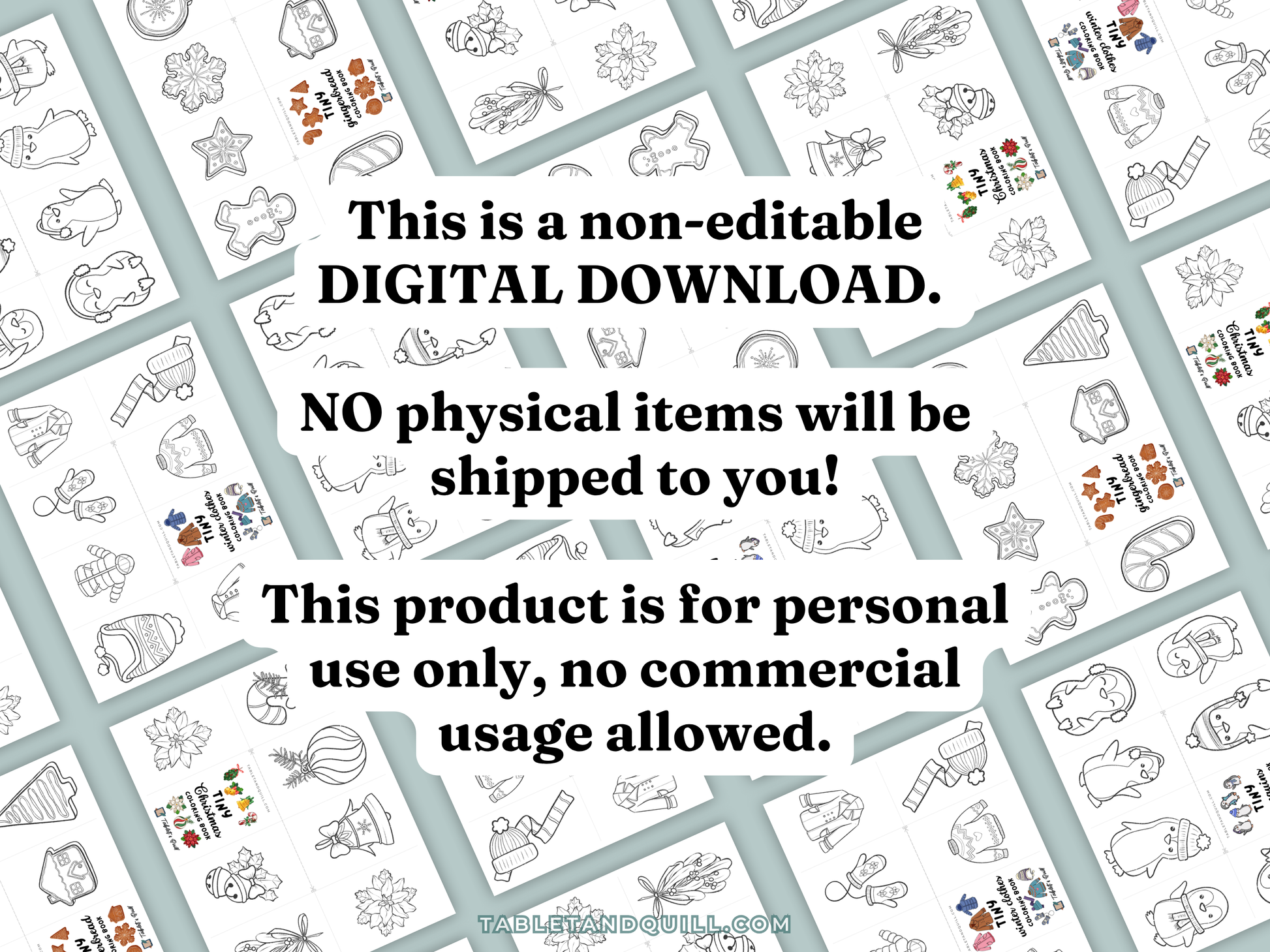 Patterned background with text indicating a digital download and usage restrictions.